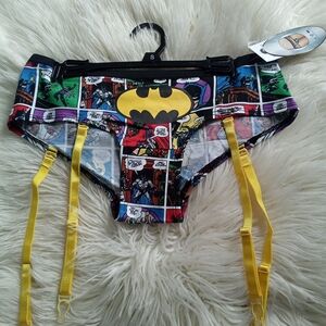 DC Comics Multicolor Batman Comic Print Panties with Yellow Accents